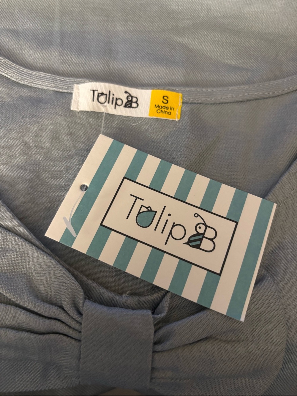NWT Tulip B Light Blue Bow Front Tank Top Linen Blend - Picture 2 of 6